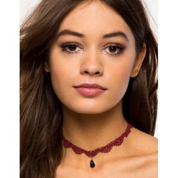 Bijuterii Femei CheapChic Lace And Drop Choker WineBurgundy