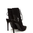 Incaltaminte Femei CheapChic Point Out Lace-up Faux Suede Heels Black