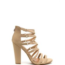 Incaltaminte Femei CheapChic Crisscross Off Strappy Chunky Heels Nude
