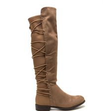 Incaltaminte Femei CheapChic Style Revival Lace-up Back Boots Taupe
