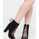 Incaltaminte Femei CheapChic Laces On Laces Faux Suede Booties Black