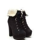 Incaltaminte Femei CheapChic Fur Your Own Good Chunky Booties Black