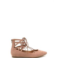 Incaltaminte Femei CheapChic Point It Out Laced Faux Suede Flats Mauve