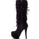 Incaltaminte Femei CheapChic Fringe Worthy Faux Suede Platform Boots Black