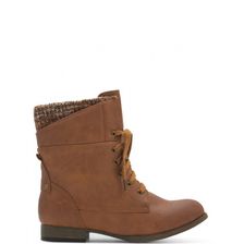 Incaltaminte Femei CheapChic Sweater Weather Cuffed Lace-up Boots Whisky