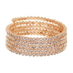 Bijuterii Femei Natasha Accessories Tiny Crystal Coil Bracelet ROSE GOLD