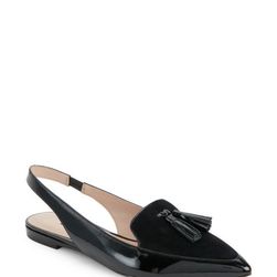 Incaltaminte Femei French Connection Black Gates Pointed Toe Tasseled Slingback Loafers Black