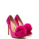 Incaltaminte Femei CheapChic You\'re Da Pom-pom Pointy Velvet Pumps Fuchsia