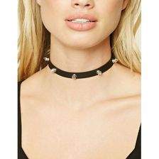 Bijuterii Femei Forever21 Faux Leather Spike Choker Blacksilver