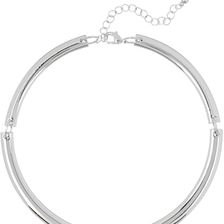 14th & Union Triple Hinge Curved Bar Collar Necklace RHODIUM