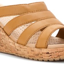 Crocs A-Leigh Leather Wedge Sandal Cocoa/Gold