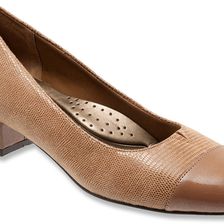 Trotters Danelle Mid Brown Patent Suede Lizard Leather/Pearlized Pa