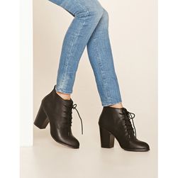 Incaltaminte Femei Forever21 Faux Leather Lace-Up Booties Black