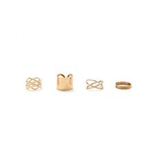 Bijuterii Femei Forever21 Metallic Cutout Ring Set Gold