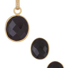 Bijuterii Femei Savvy Cie 18K Gold Vermeil Oval Onyx Pendant Necklace Stud Earrings Set BLACK