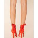 Incaltaminte Femei Forever21 Caged Faux Suede Heels Red