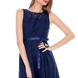 Rochie bleumarin clos, din dantela, Roh