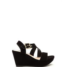 Incaltaminte Femei CheapChic Wrap Request Faux Nubuck Wedges Black