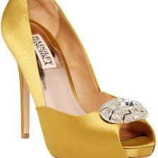 Badgley Mischka Pearla Embellished Pump GOLD SATIN