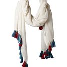 Accesorii Femei San Diego Hat Company BSS1654 Striped Lightweight Scarf with Multicolored Tassels White