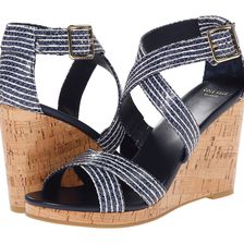 Cole Haan Jillian Wedge Blazer Blue/Optic White Stripe Snake Print