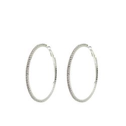 Bijuterii Femei CheapChic 3in Rhinestone Pave Hoop Earring Met Slvr