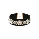 Bijuterii Femei Forever21 Velvet Floral Rhinestone Choker Blackclear