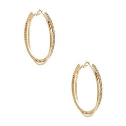 Bijuterii Femei GUESS Rhinestone Crisscross Hoop Earrings gold