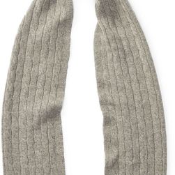 Ralph Lauren Cable-Knit Cashmere Scarf Fawn Grey Heather