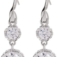 Diane von Furstenberg CZ Double Drop Earrings CRYSTAL