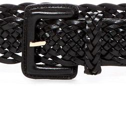 Cole Haan Woven Leather Covered Buckle Belt BLACK