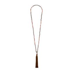 Bijuterii Femei French Connection Beaded Tassel Pendant Necklace BrownPeachNaturalPink