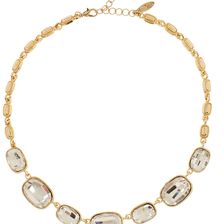 Natasha Accessories Square Faceted Crystal Station Necklace ANTIQUE GOLD
