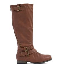 Incaltaminte Femei CheapChic Hop On Faux Leather Moto Boots Cognac