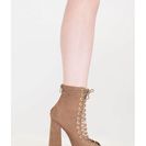 Incaltaminte Femei CheapChic It Factor Lace-up Block Heel Booties Taupe