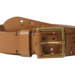 Fossil Diamond Perforated Belt Camel