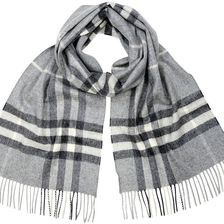 Burberry Classic Cashmere Scarf in Check - Pale Grey N/A