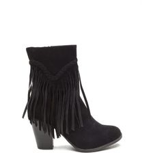 Incaltaminte Femei CheapChic Fringe Value Faux Suede Booties Black