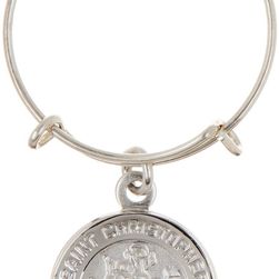 Alex and Ani Argentium Sterling Silver Saint Christopher Mini Charm Expandable Ring RUSSIAN SILVER