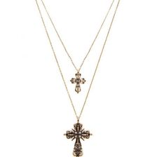 Bijuterii Femei Forever21 Cross Pendant Layered Necklace Antique gold