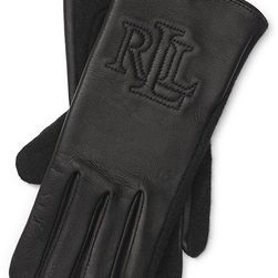 Ralph Lauren Leather Touch Screen Gloves Black