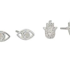 Bijuterii Femei Lucky Brand Delicate Evil Eye Earrings Medium Grey