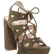 Incaltaminte Femei Shellys London Fiona Lace-Up Heeled Sandal KHAKI