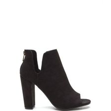 Incaltaminte Femei CheapChic Notch So Fast Chunky Peep-toe Booties Black