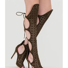 Incaltaminte Femei CheapChic One True Love Cut-out Gladiator Heels Olive