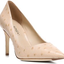 Via Spiga Carola Camel Ostrich Print Leather