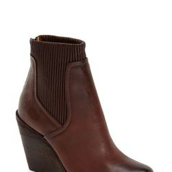 Incaltaminte Femei Frye Carrie Scrunch Wedge Bootie DARK-BROWN-LEATHER