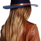 Accesorii Femei David Young Two-Tone Faux Leather Band Panama Hat NAVY