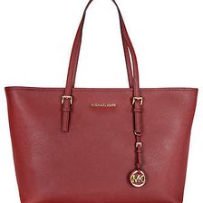 Michael Kors Jet Set Travel Medium Saffiano Leather Tote - Brick N/A