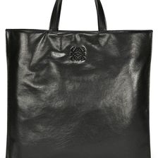 Loewe Vega Shopper Black Leather Tote Handbag N/A